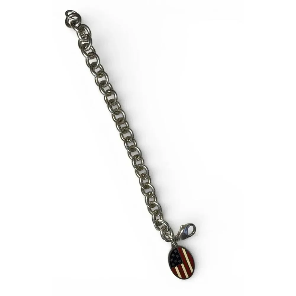 Tiffany & Co. 9/11 Commemorative 925 Sterling FLAG Bracelet Limited Edition 2001 - Picture 7 of 8